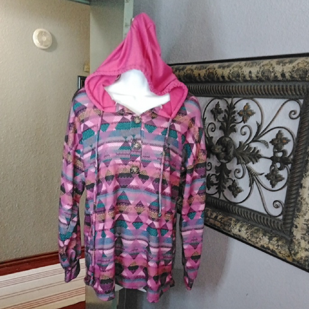 Hemish Hoodie Fun Colorful Geometric Sz S💙